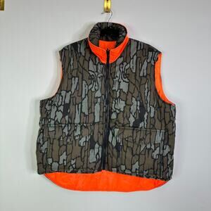 Vintage Winchester TreBark Camo Camouflage Reversible Orange Hunting Vest Large